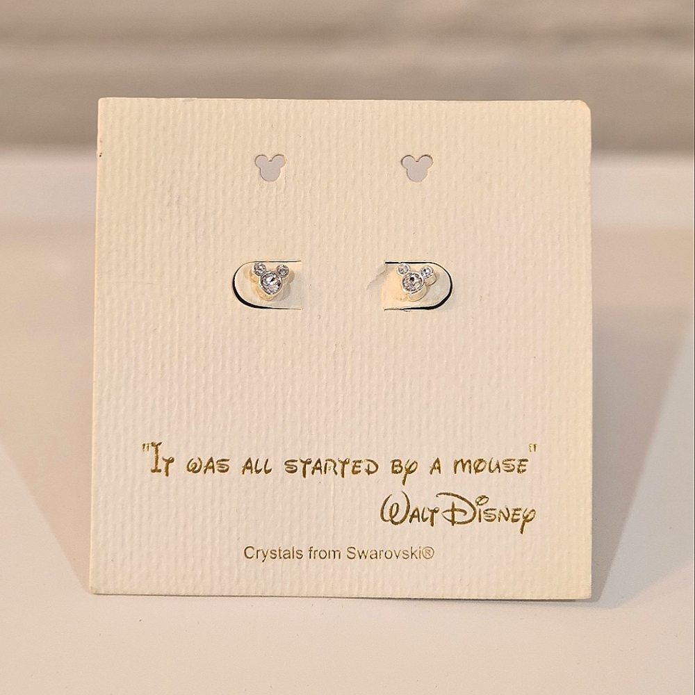 Swarovski Crystal Sterling Silver Mickey Mouse Earrings